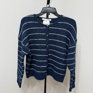 Altar'd State Navy and White Striped Cardigan